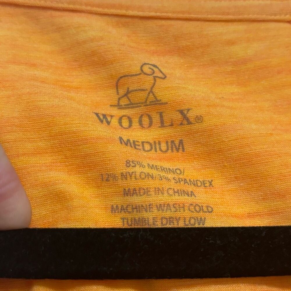 Woolx merino orange short sleeve v-neck T-Shirt size medium - Picture 2 of 3